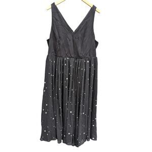 Torrid Plus Size 20 Babydoll Dress Black Silver Stars Flowy Ethereal Fairy Dark